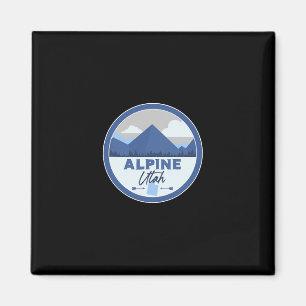Alpine Utah Ut Mountains Badge Hiking Souvenir Magnet