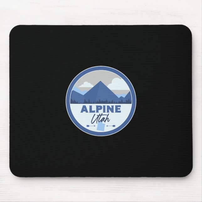 Alpine Utah Ut Mountains Badge Hiking Souvenir  Mouse Mat (Front)