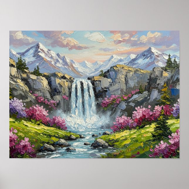 Alpine Waterfall Serenade Poster (Front)