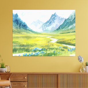 Alpine Whisper – Meadow Beneath the Peaks Canvas Print