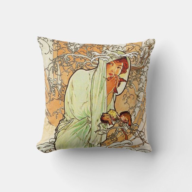 Alpohnse Mucha Winter Pillow (Front)