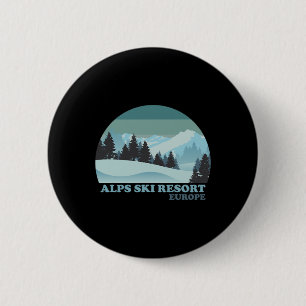 Alps Europe Nature Ski Resort Skiing Snowboarding 6 Cm Round Badge