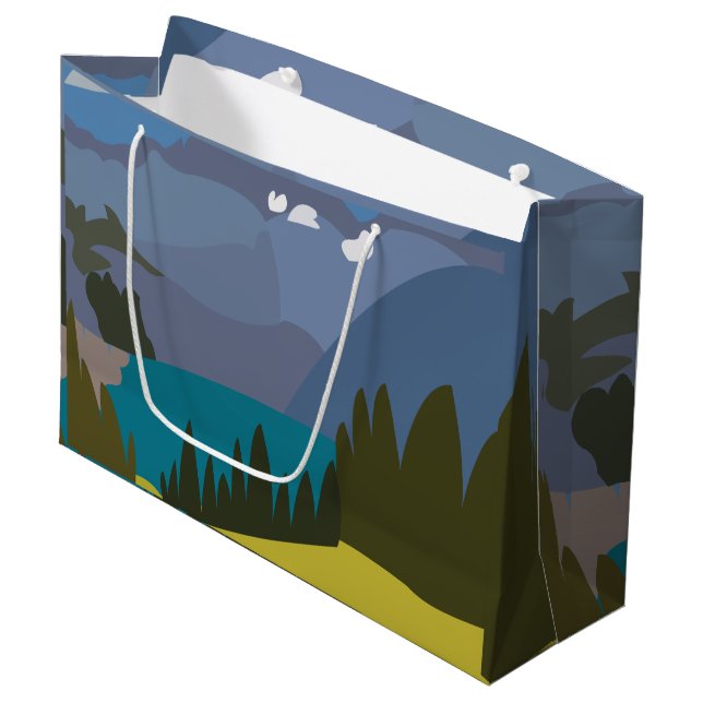 Alps Mountain Lake  Large Gift Bag (Front Angled)