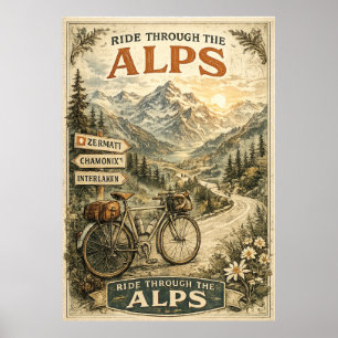 Alps Switzerland Vintage Travel Poster