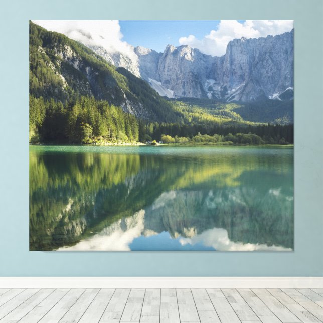 Alps Turquoise Water Beautiful Mountain Lake    Canvas Print (Insitu(Wood Floor))