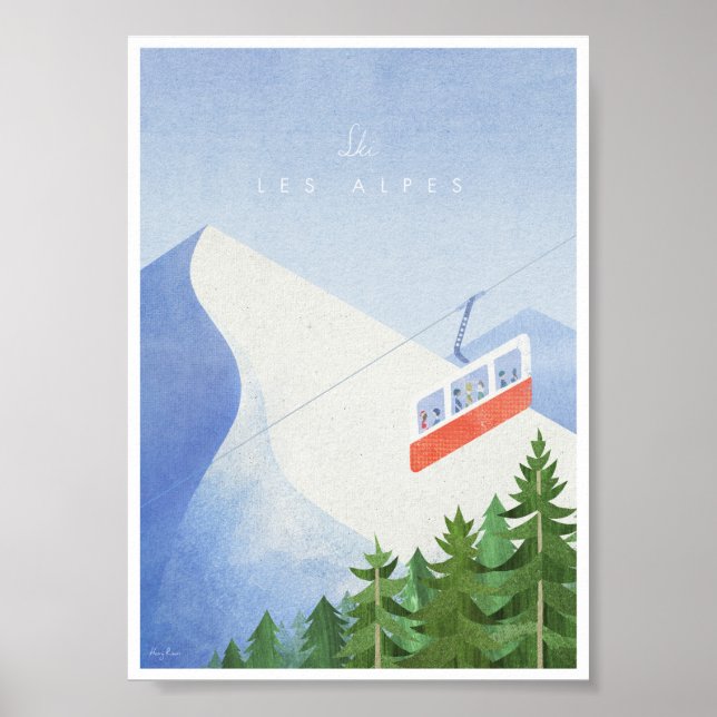 Alps Vintage Ski Travel Poster (Front)