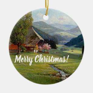 Alps Wildflower Meadow Stream Christmas Ornament