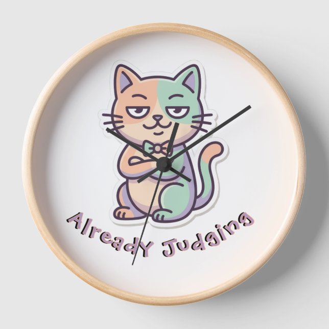 Already Judging, Sarcastic Cat Clock (Front)