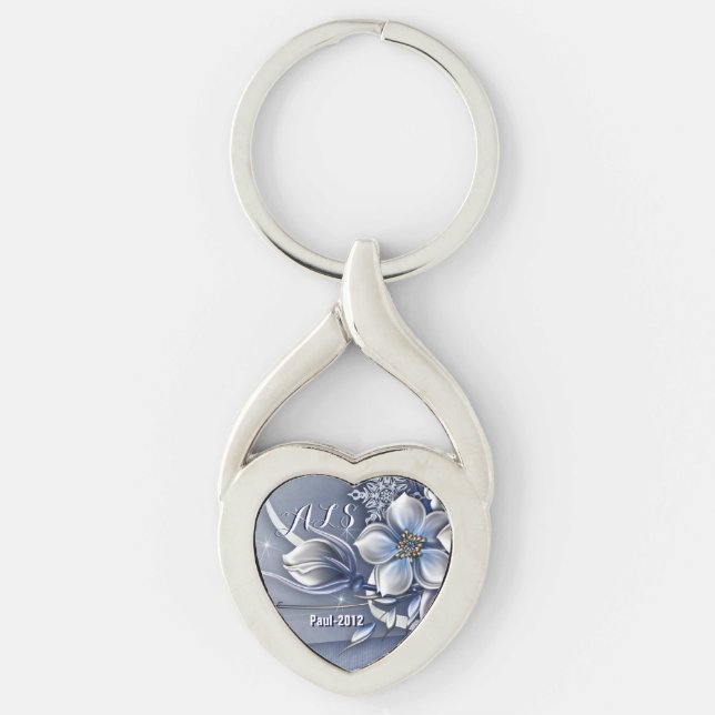 ALS Add Your TextTwisted Heart Key Ring (Front)