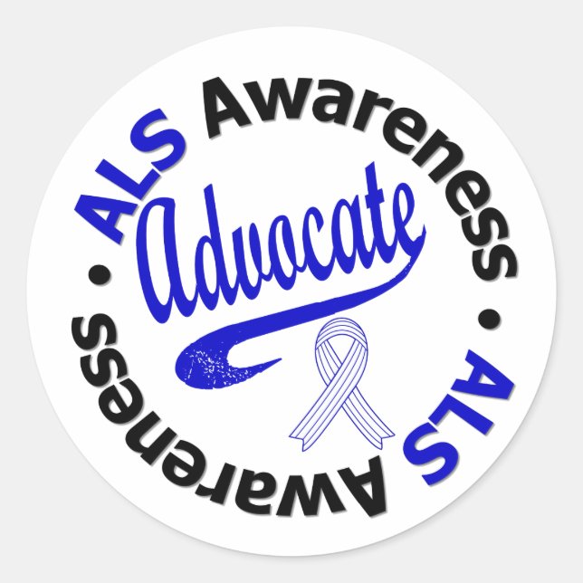 ALS Awareness ADVOCATE Classic Round Sticker (Front)
