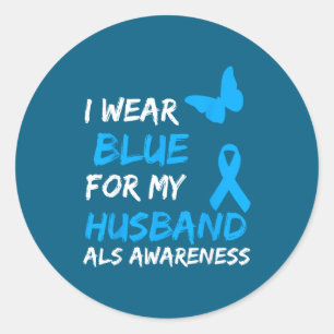 Als Awareness Blue Husband Classic Round Sticker