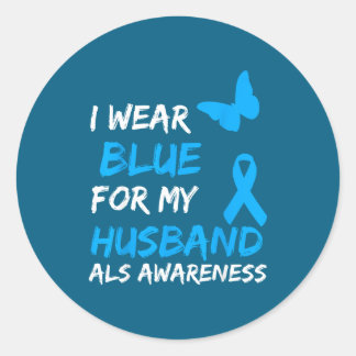 Als Awareness Blue Husband Classic Round Sticker