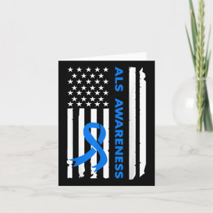 Als Awareness Blue Ribbon American Flag  Card