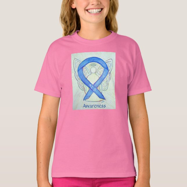 ALS Awareness Blue Ribbon Angel Custom Shirt (Front)