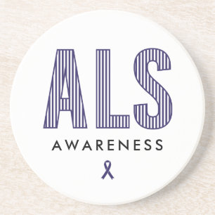 ALS Awareness Blue Ribbon Coaster