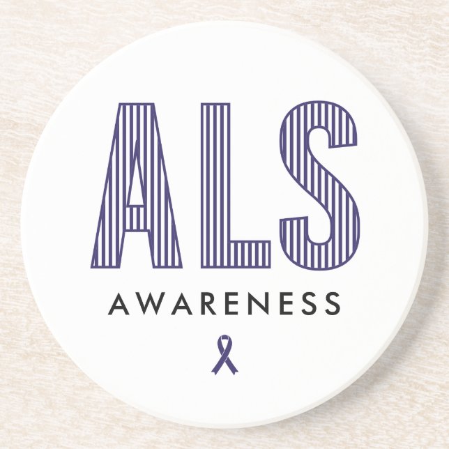 ALS Awareness Blue Ribbon Coaster (Front)