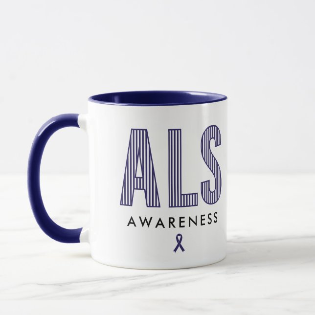 ALS Awareness Blue Ribbon Mug (Left)
