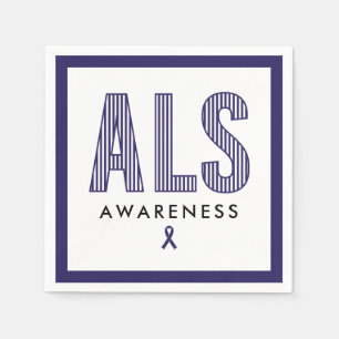 ALS Awareness Blue Ribbon Napkin