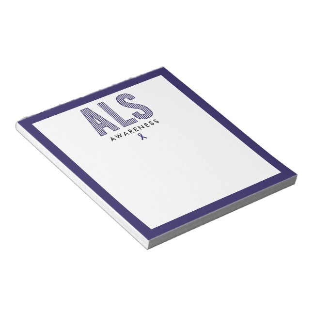 ALS Awareness Blue Ribbon Notepad (Angled)