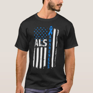 Als Awareness Blue Ribbon Us America Flag 2022 T-Shirt