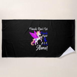 ALS Awareness Funny Unicorn Friend Support Quote T Beach Towel