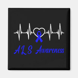 Als Awareness Heartbeat Love Blue Ribbon Support F Magnet