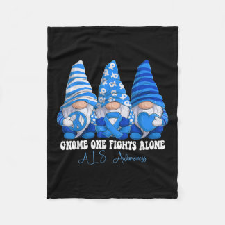 Als Awareness Month Blue Ribbon Gnomies Support Fleece Blanket