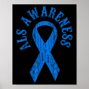 Als Awareness Month Blue Ribbon Shirt Family Tee G Poster