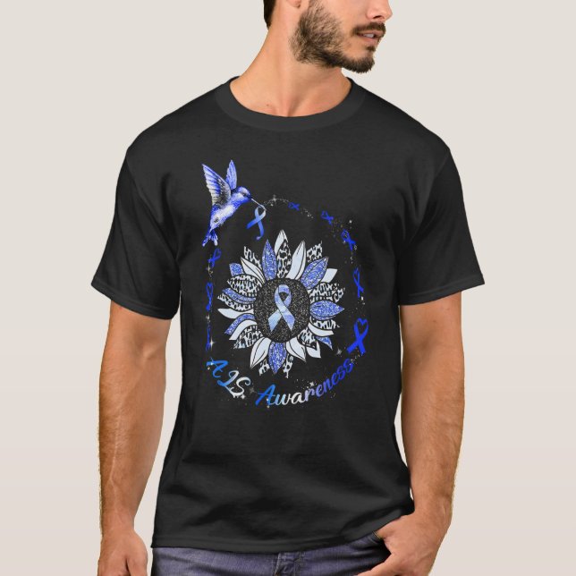 Als Awareness Month Leopard Sunflower Hummingbird T-Shirt (Front)