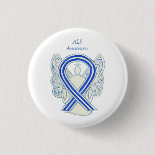 ALS Awareness Ribbon Angel Art Button Pins