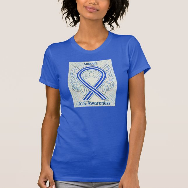 ALS Awareness Ribbon Angel Custom Art Shirt (Front)