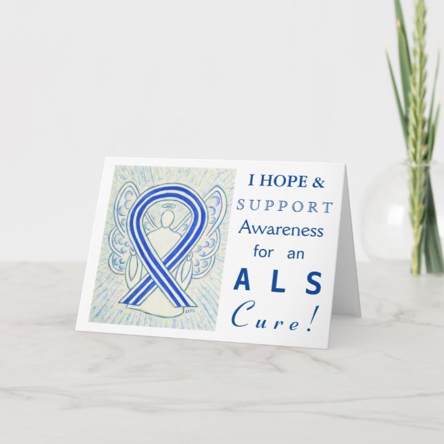 ALS Awareness Ribbon Angel Greeting Cards (Front)