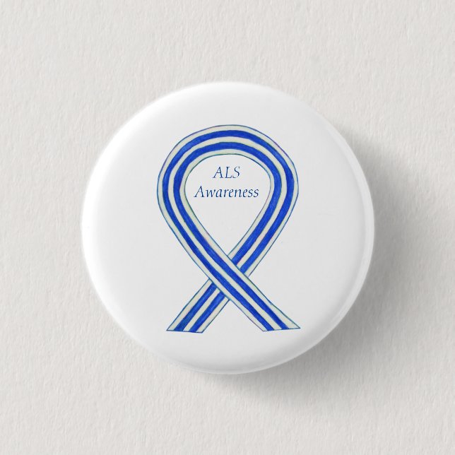 ALS Awareness Ribbon Custom Art Button Pins (Front)
