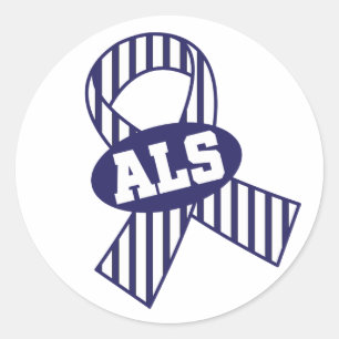 ALS Awareness Support Striped Ribbon Stickers