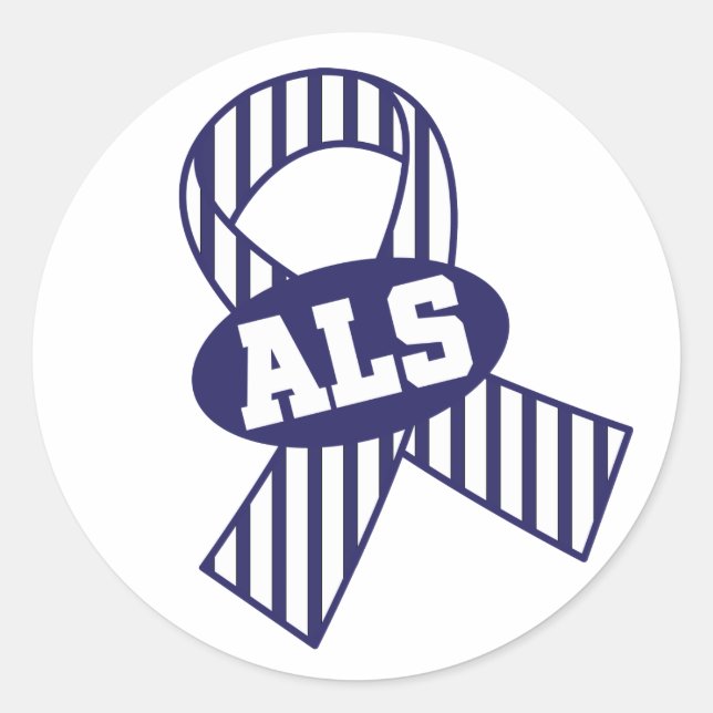 ALS Awareness Support Striped Ribbon Stickers (Front)