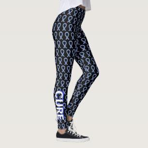ALS Blue and White Awareness Ribbon Art Leggings