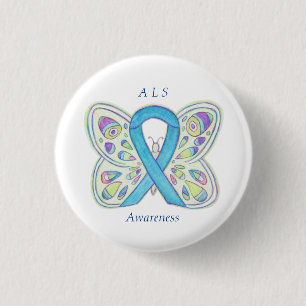 ALS Blue Butterfly Awareness Ribbon Custom Art Pin