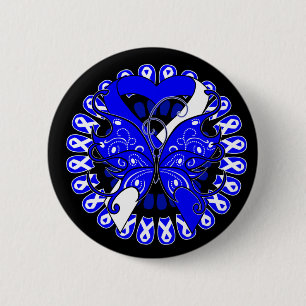 ALS Disease Butterfly Circle of Ribbons 6 Cm Round Badge