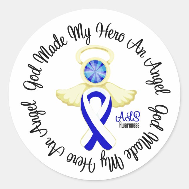 ALS God Made My Hero An Angel Classic Round Sticker (Front)