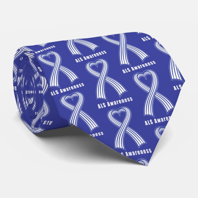 ALS Heart Ribbon of Hope Tie (Rolled)