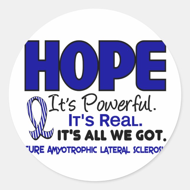 ALS Lou Gehrig's Disease HOPE 1 Classic Round Sticker (Front)
