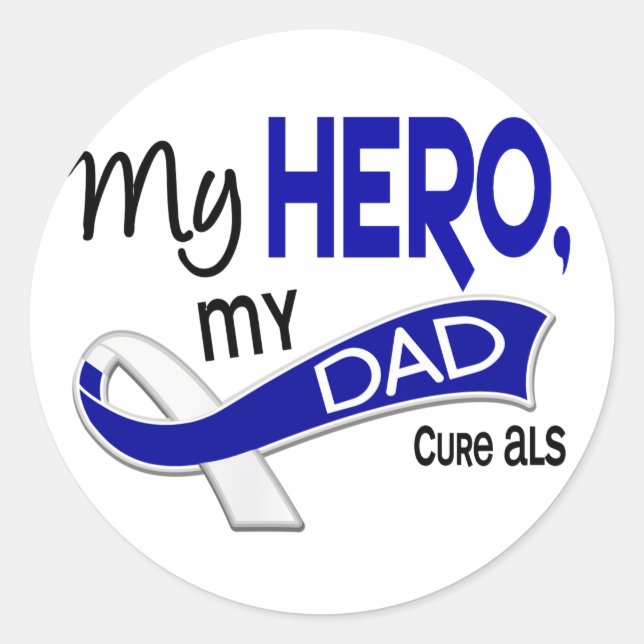 ALS My Dad My Hero 42 Classic Round Sticker (Front)