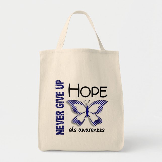 ALS Never Give Up Hope Butterfly 4.1 Tote Bag (Front)