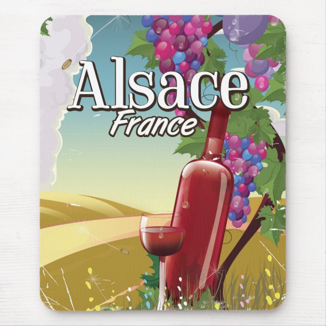 Alsace France lazy afternoon wine poster Mouse Mat (Front)