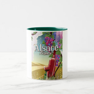 Alsace France lazy afternoon wine poster Two-Tone Coffee Mug