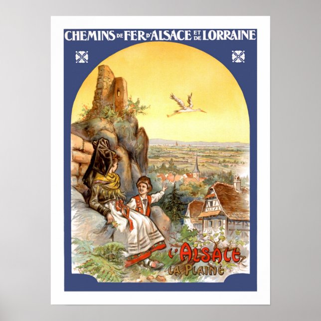 Alsace France Vintage Travel Poster (Front)