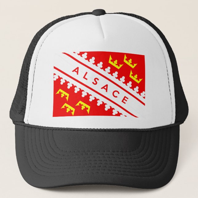 alsace province france country flag text name trucker hat (Front)