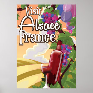 Alsace region France vintage travel poster