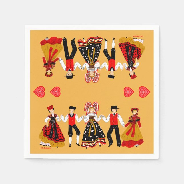 Alsatian Folklore, France Napkin (Front)