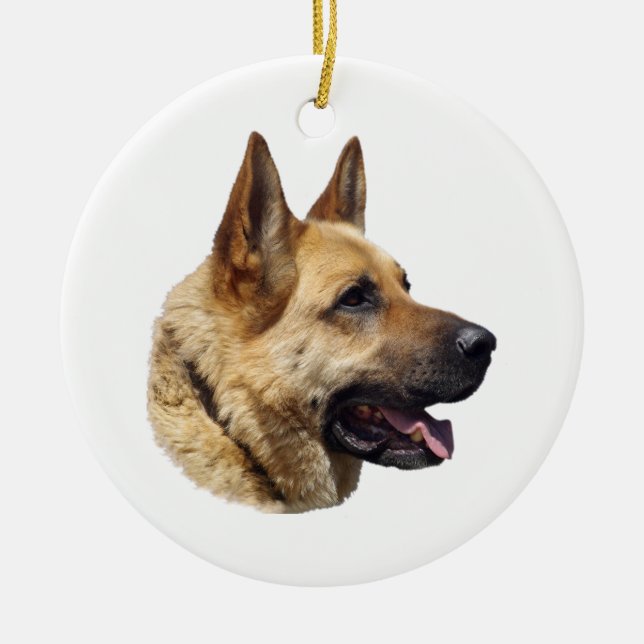 Alsatian German shepherd dog portrait Ceramic Tree Decoration (Front)